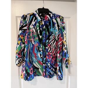 Ali Miles Tunic Top Size M, Vibrant Colorful Abstract Art